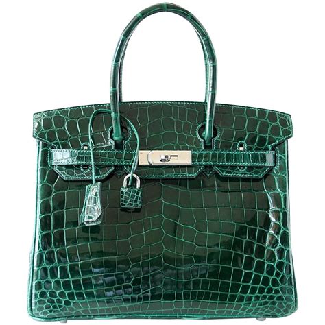 Hermes green crocodile bag